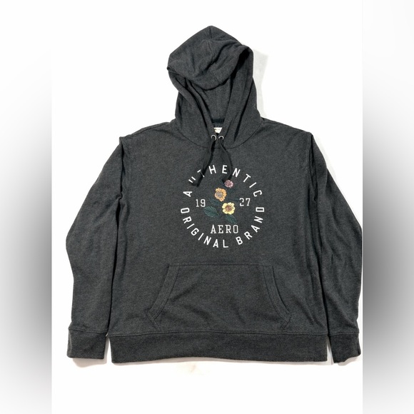 Aeropostale Fleece Hoodie Sweatshirt Gray Womens Sz XL Pullover Embroidered - Picture 2 of 11